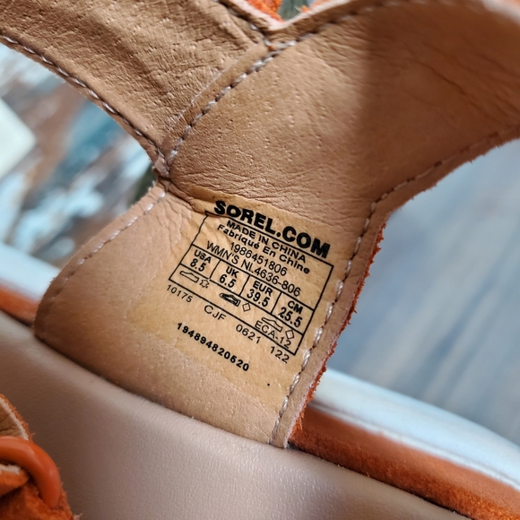 SOREL Cameron Flatform Suede Sports Sandals-Desert Sun & Chalk- Women’s Size 8.5 - Picture 9 of 12